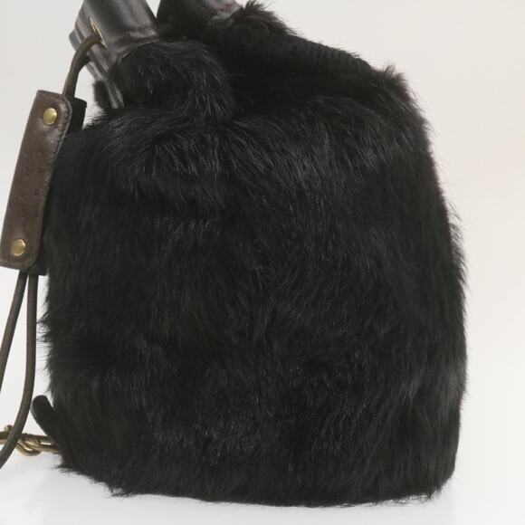 LOUIS VUITTON V Line Shoulder Bag Fur Black - Picture 4 of 16